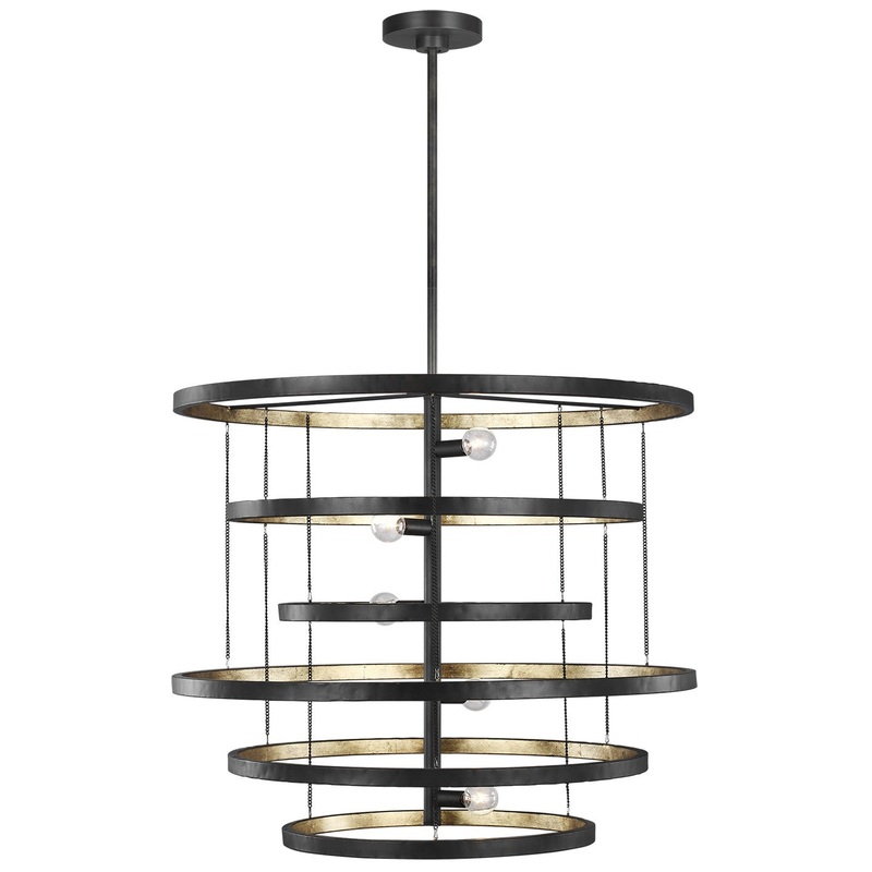Generation Lighting F3340/5AI/ADB Celeste Five Light Chandelier, Aged Iron