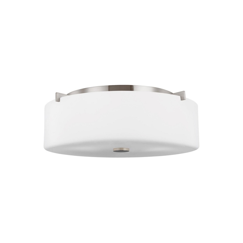 Generation Lighting FM312BS Sunset Drive Three Light Flush Mount, Brushed Steel