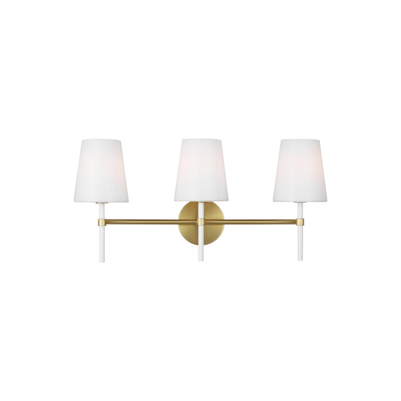 Visual Comfort Studio KSV1013BBSGW Monroe Three Light Vanity, Burnished Brass