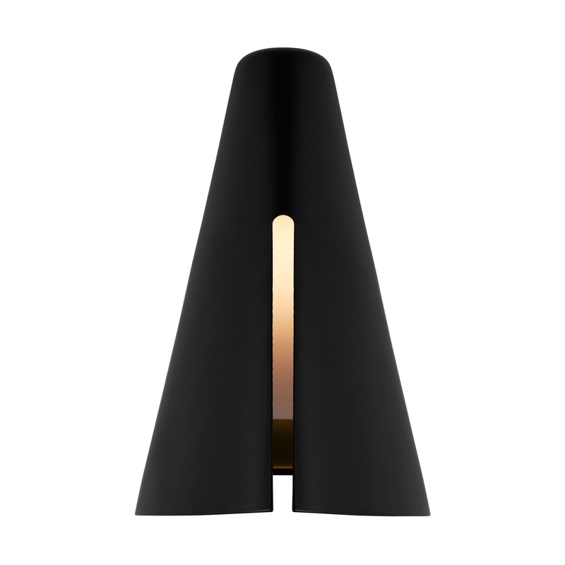 Visual Comfort Studio KW1141MBKBBS-L1 Cambre LED Wall Sconce, Midnight Black and Burnished Brass