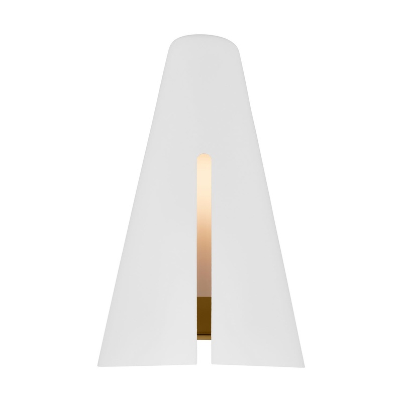Visual Comfort Studio KW1141MWTBBS-L1 Cambre LED Wall Sconce, Matte White and Burnished Brass (Discontinued)