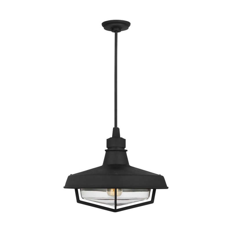 Visual Comfort Studio TO1021TXB Hollis One Light Outdoor Pendant, Textured Black
