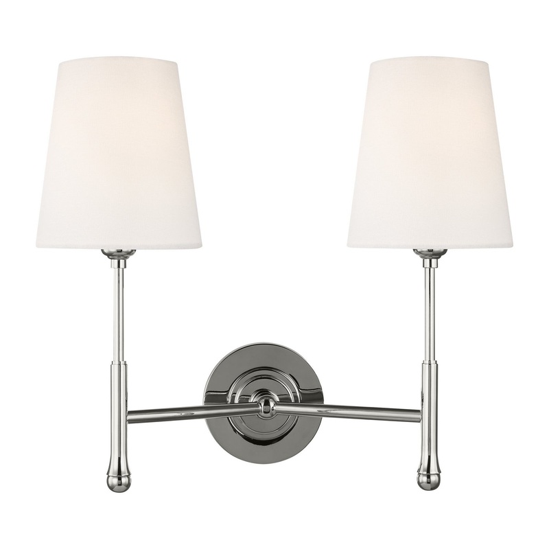Visual Comfort Studio TW1012PN Capri Two Light Wall Sconce, Polished Nickel (Discontinued)
