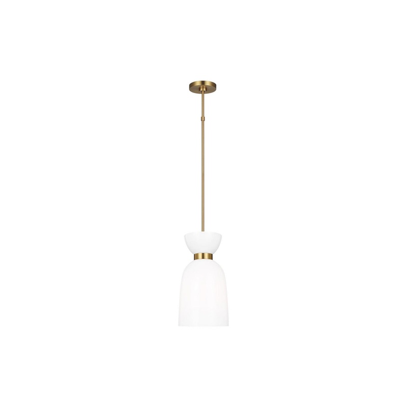 Visual Comfort Studio KSP1031BBSMG Londyn One Light Pendant, Burnished Brass with Milk White Glass