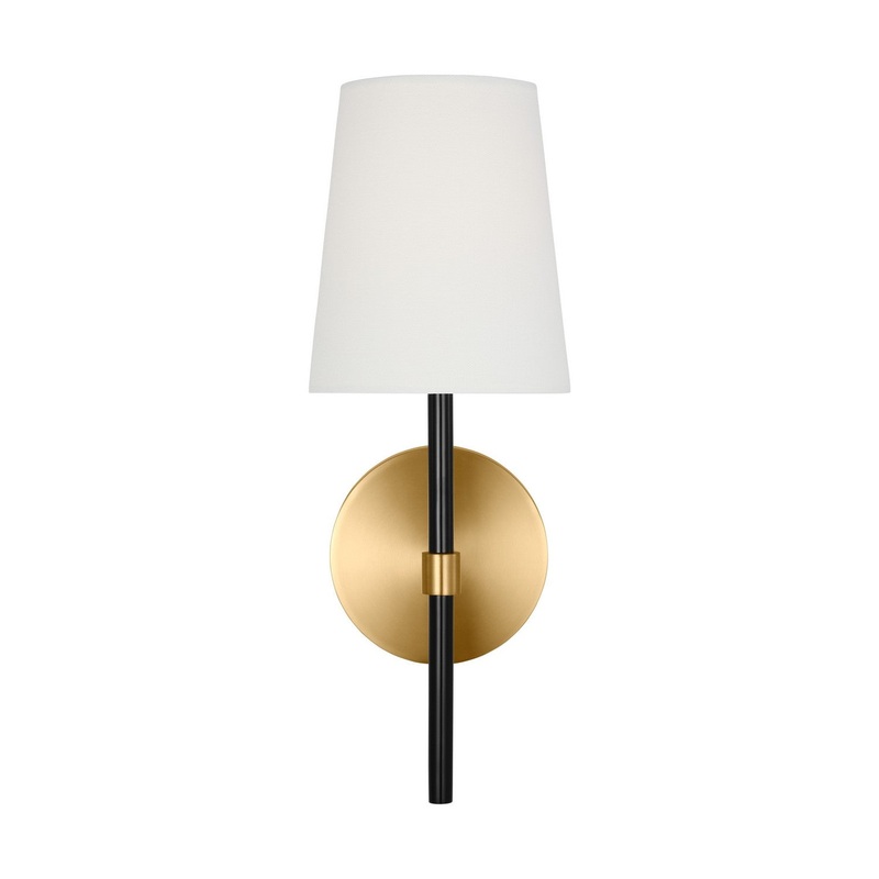 Visual Comfort Studio KSW1081BBSGBK Monroe One Light Wall Sconce, Burnished Brass