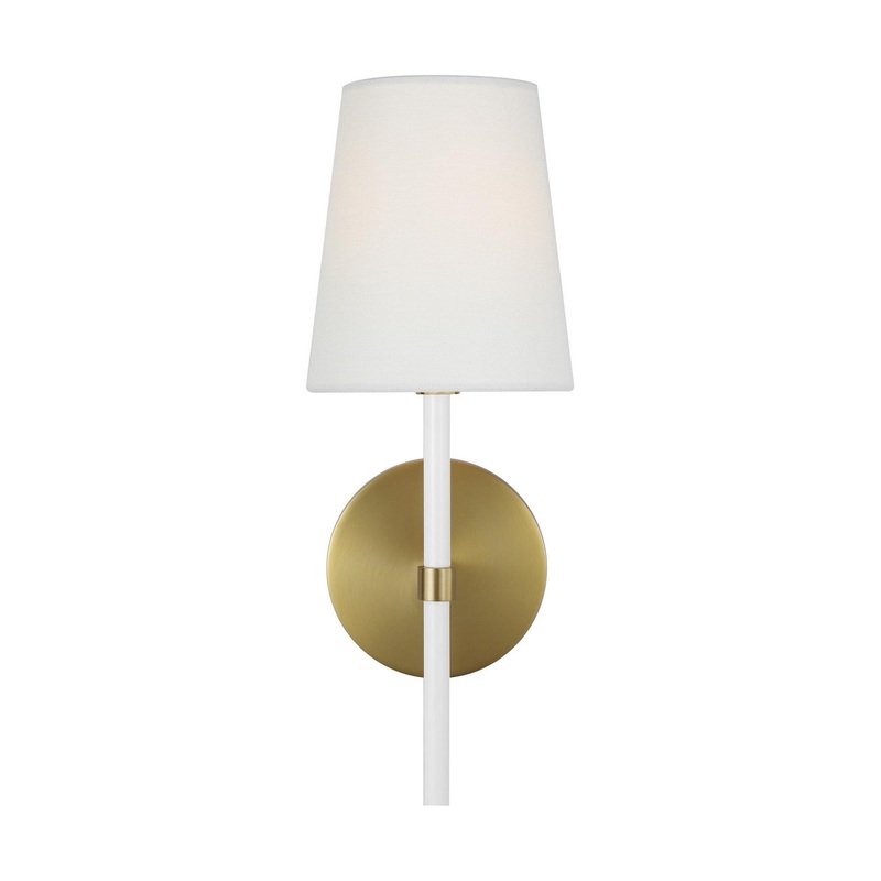 Visual Comfort Studio KSW1081BBSGW Monroe One Light Wall Sconce, Burnished Brass