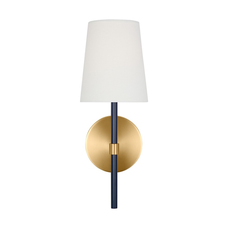 Visual Comfort Studio KSW1081BBSNVY Monroe One Light Wall Sconce, Burnished Brass