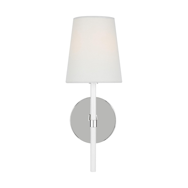 Visual Comfort Studio KSW1081PNGW Monroe One Light Wall Sconce, Polished Nickel