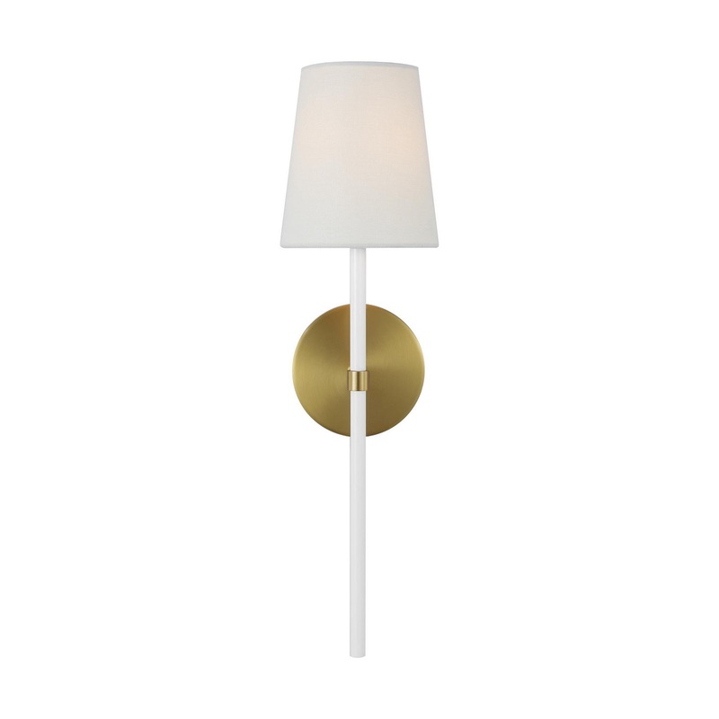 Visual Comfort Studio KSW1091BBSGW Monroe One Light Wall Sconce, Burnished Brass
