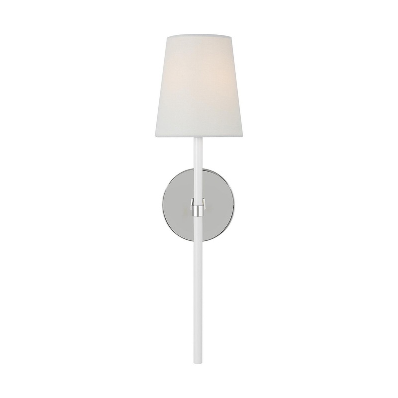 Visual Comfort Studio KSW1091PNGW Monroe One Light Wall Sconce, Polished Nickel