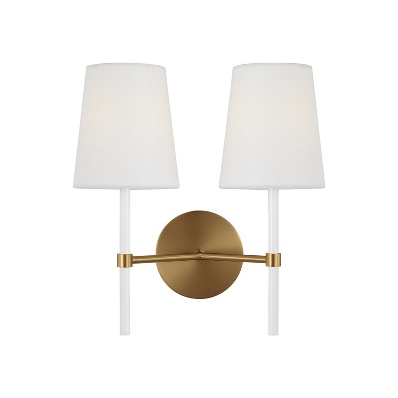 Visual Comfort Studio KSW1102BBSGW Monroe Two Light Wall Sconce, Burnished Brass