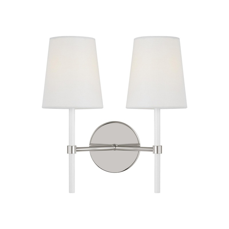 Visual Comfort Studio KSW1102PNGW Monroe Two Light Wall Sconce, Polished Nickel