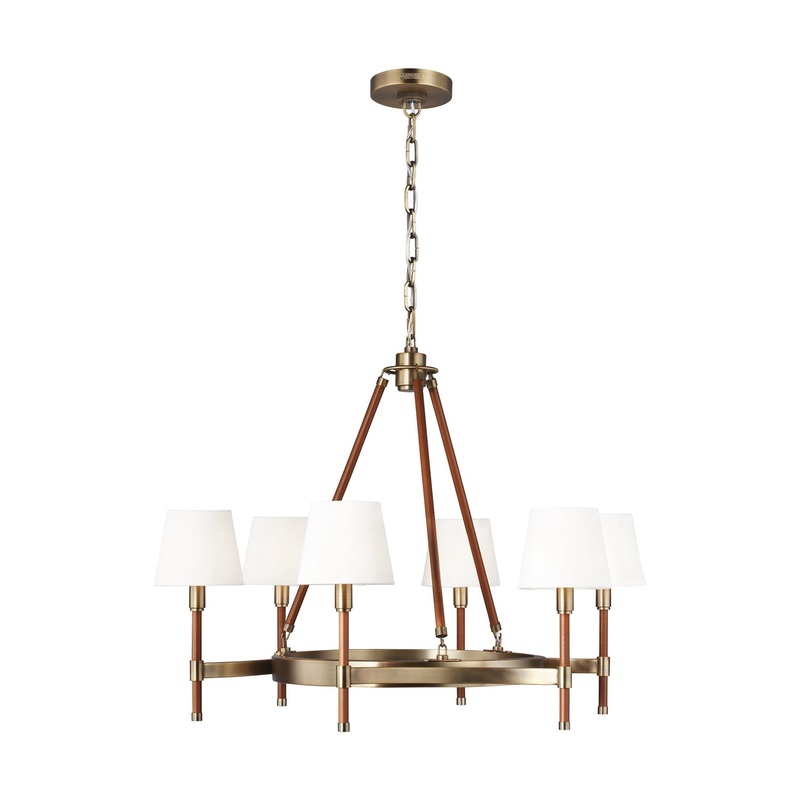 Visual Comfort Studio LC1006TWB Katie Six Light Chandelier, Time Worn Brass