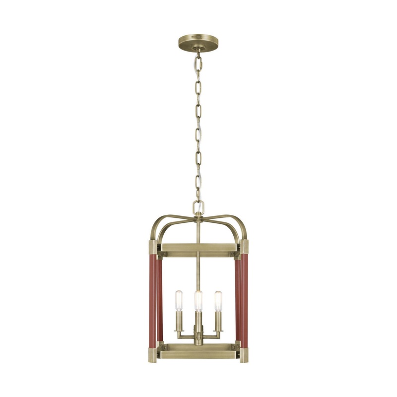 Visual Comfort Studio LC1134TWB Hadley Four Light Lantern, Time Worn Brass (Discontinued)