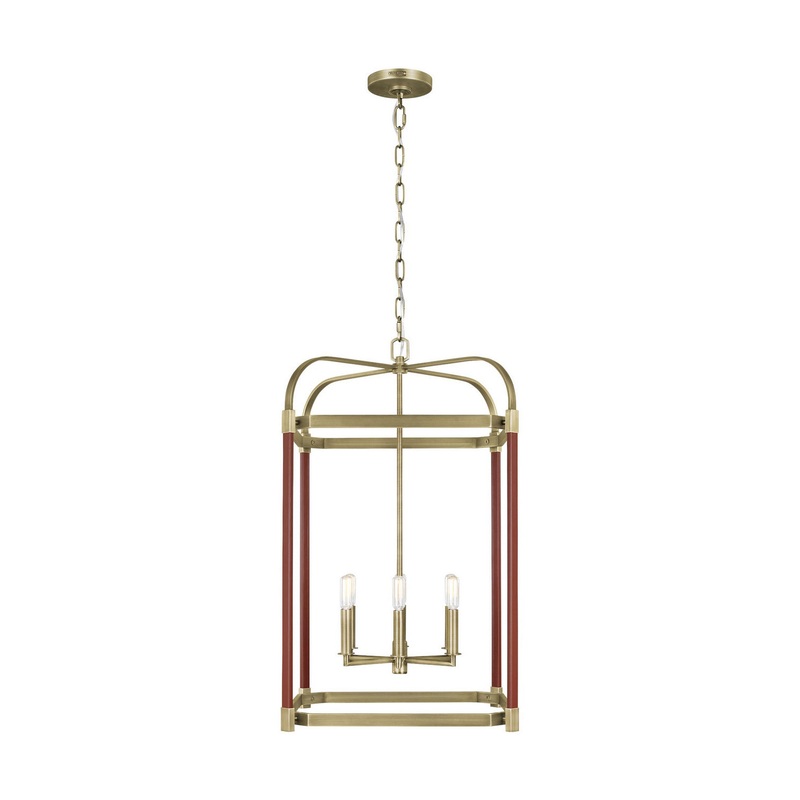 Visual Comfort Studio LC1156TWB Hadley Six Light Lantern, Time Worn Brass