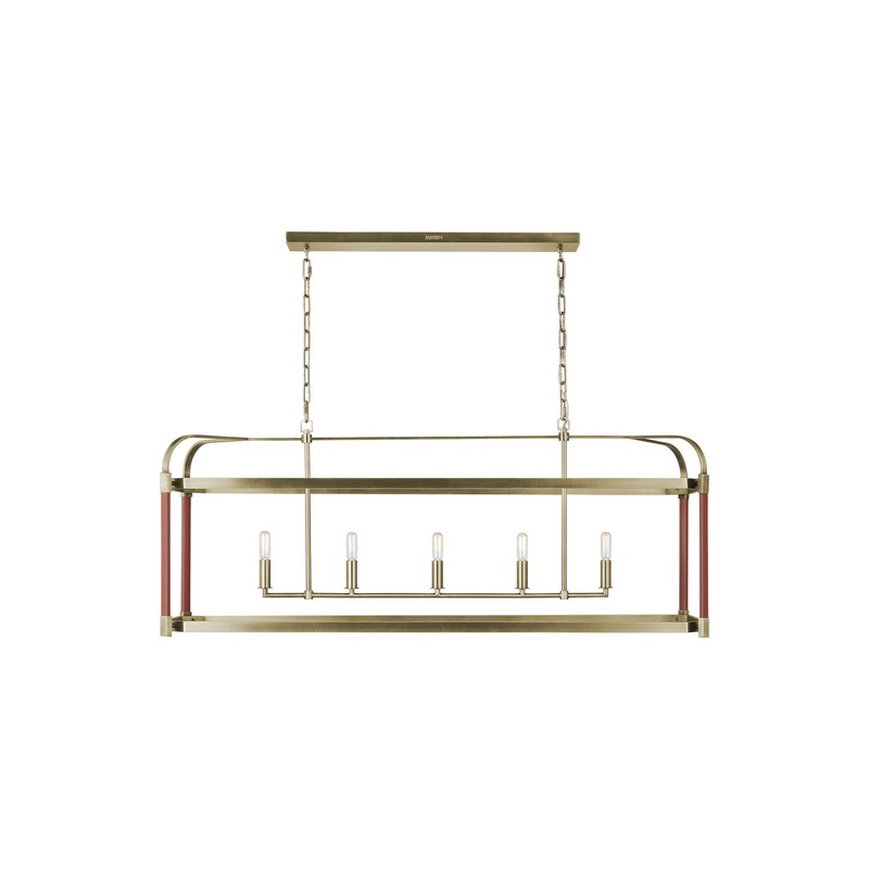 Visual Comfort Studio LC1165TWB Hadley Five Light Chandelier, Time Worn Brass