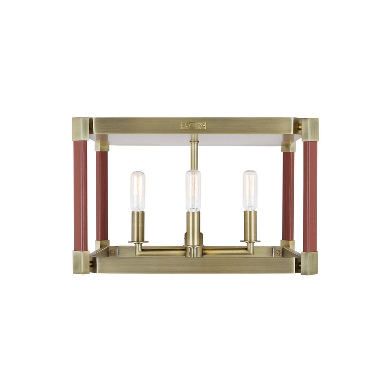 Visual Comfort Studio LF1034TWB Hadley Four Light Flush Mount, Time Worn Brass (Discontinued)