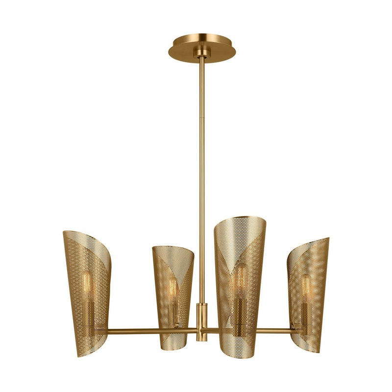 Visual Comfort Studio LXC1074BBS Plivot Three Light Chandelier, Burnished Brass
