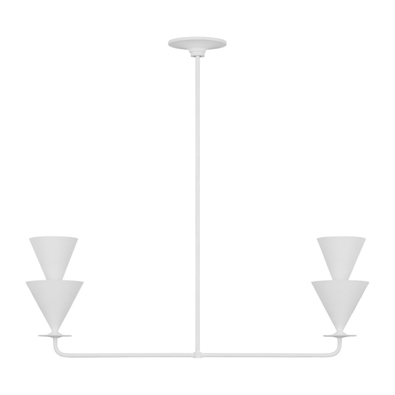 Visual Comfort Studio LXC1092CPST Cornet Two Light Linear Chandelier, Cast Plaster