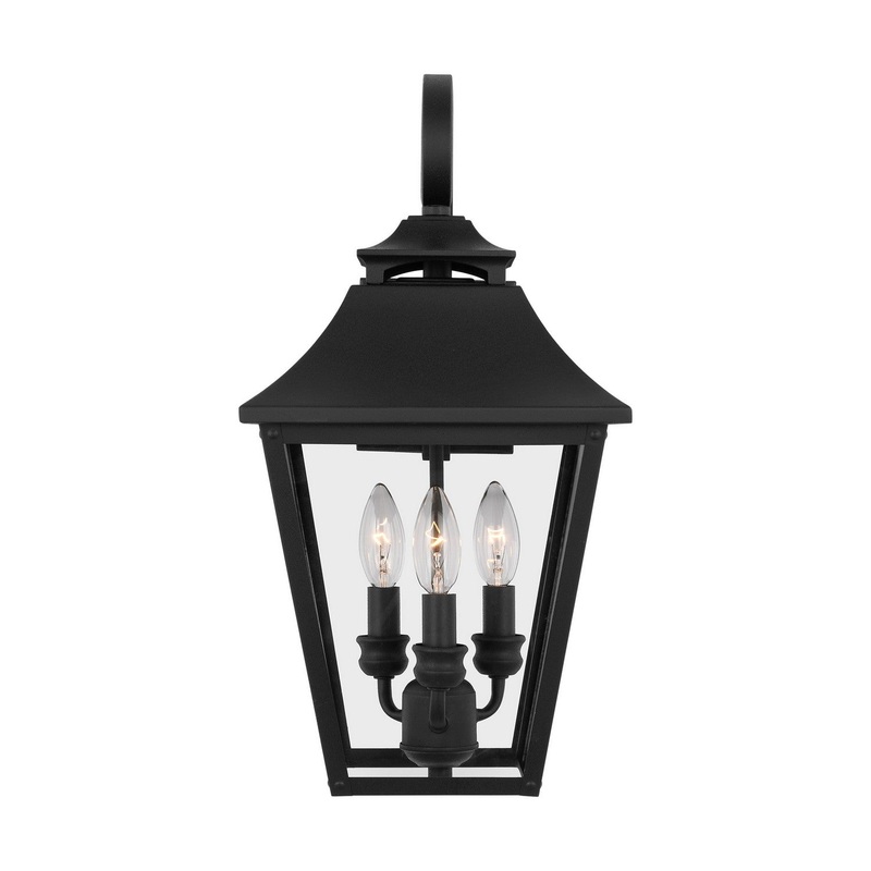 Visual Comfort Studio OL14403TXB Galena Three Light Outdoor Wall Sconce, Textured Black