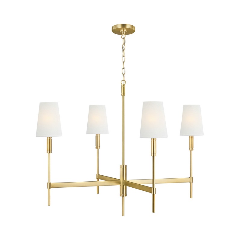 Visual Comfort Studio TC1044BBS Beckham Classic Four Light Chandelier, Burnished Brass (Discontinued)