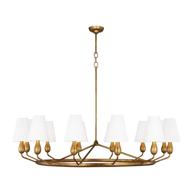 Visual Comfort Studio TC11712ADB Ziba 12 Light Chandelier, Antique Gild