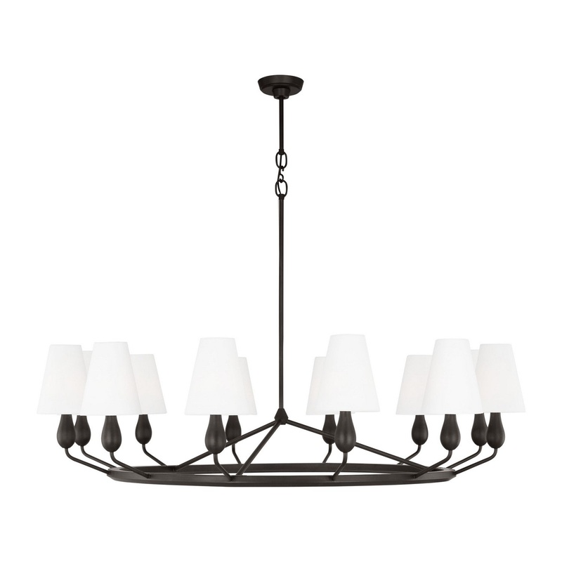 Visual Comfort Studio TC11712AI Ziba 12 Light Chandelier, Aged Iron