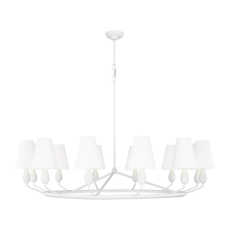 Visual Comfort Studio TC11712MWT Ziba 12 Light Chandelier, Matte White