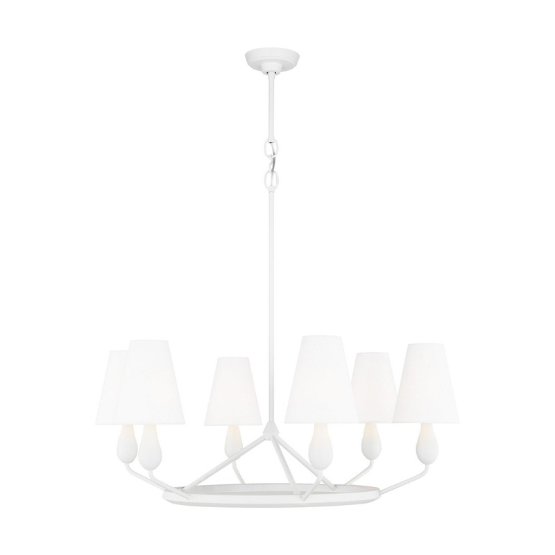 Visual Comfort Studio TC1186MWT Ziba Six Light Chandelier, Matte White