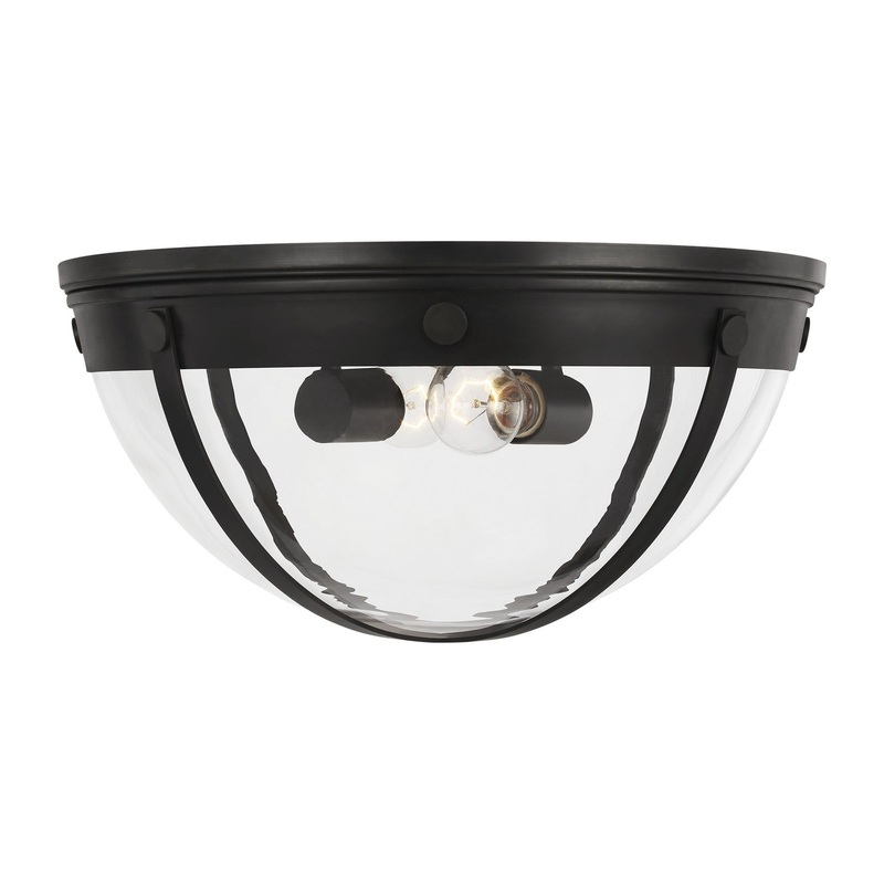 Visual Comfort Studio TF1002AI Logan Two Light Flush Mount, Aged Iron (Discontinued)
