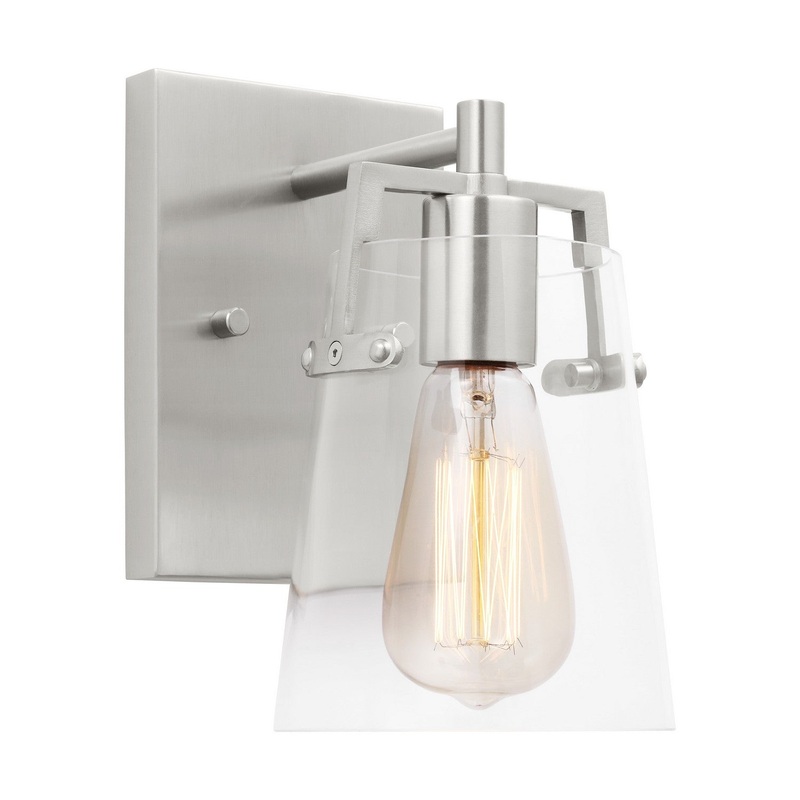 Visual Comfort Studio DJV1031BS Crofton One Light Wall Sconce, Brushed Steel
