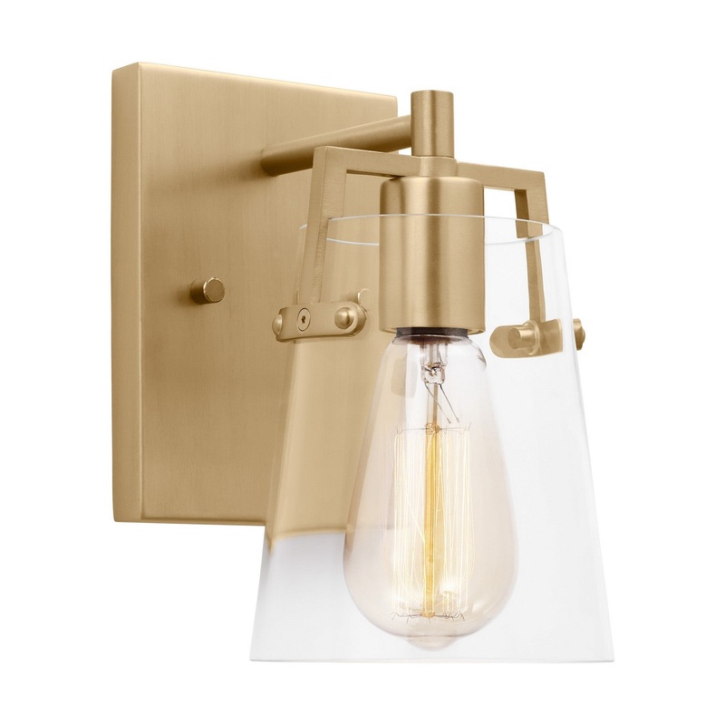 Visual Comfort Studio DJV1031SB Crofton One Light Wall Sconce, Satin Brass