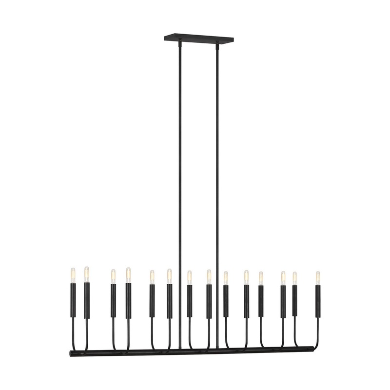Visual Comfort Studio EC10614AI Brianna 14 Light Linear Chandelier, Aged Iron