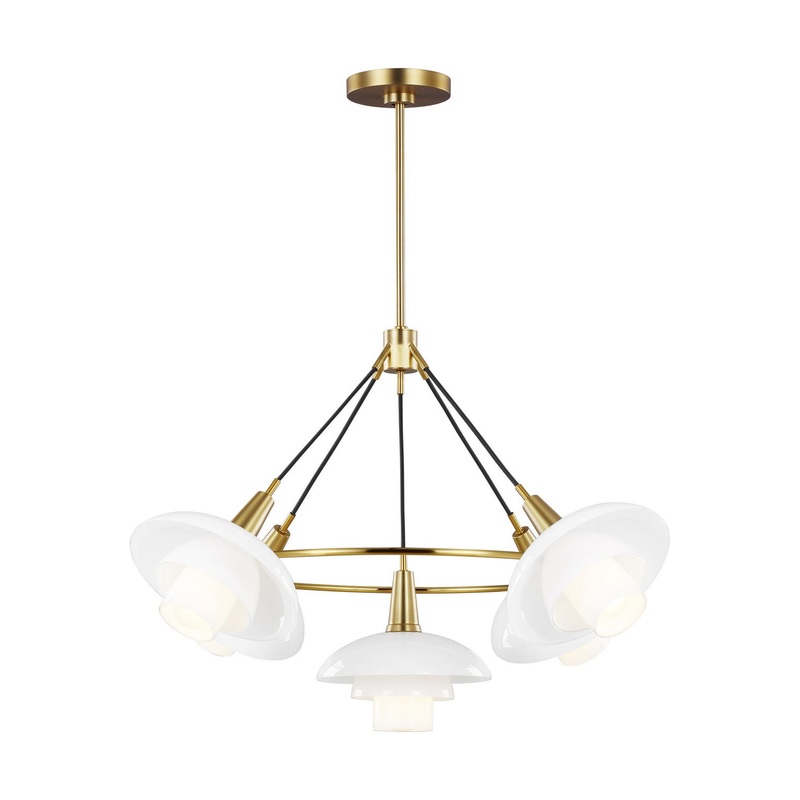 Visual Comfort Studio EC1235BBS Rossie Five Light Chandelier, Burnished Brass (Discontinued)