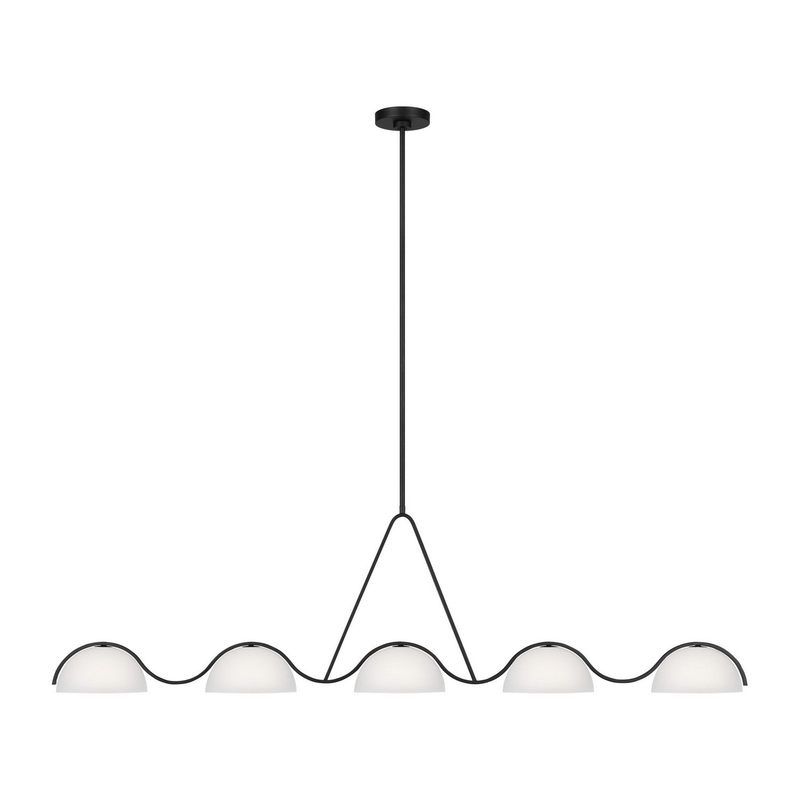 Visual Comfort Studio KC1125MBK Nido Five Light Linear Chandelier, Midnight Black