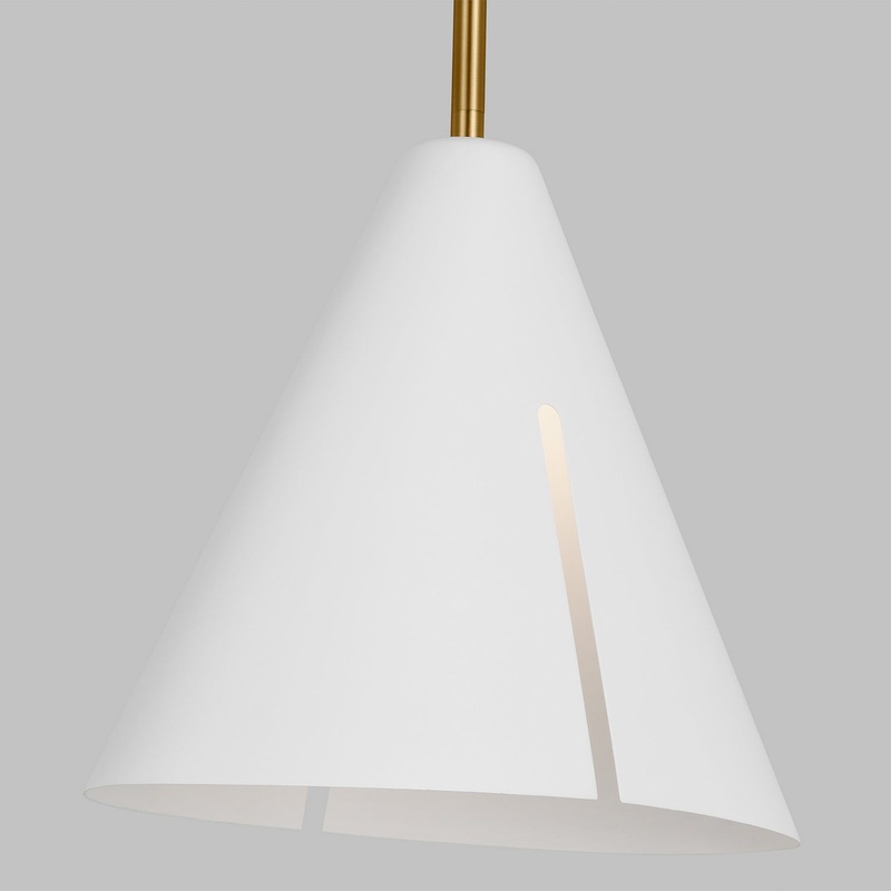 Visual Comfort Studio KP1131MWTBBS-L1 Cambre LED Pendant, Matte White and Burnished Brass (Discontinued)