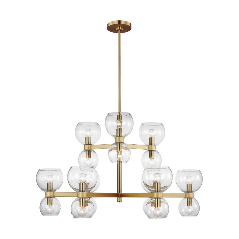 Visual Comfort Studio KSC10018BBSCG Londyn 18 Light Chandelier, Burnished Brass with Clear Glass