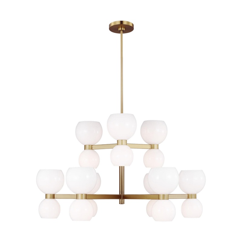 Visual Comfort Studio KSC10018BBSMG Londyn 18 Light Chandelier, Burnished Brass with Milk White Glass