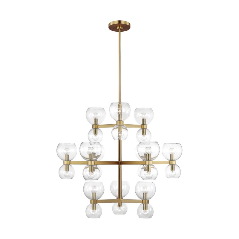 Visual Comfort Studio KSC10124BBSCG Londyn 24 Light Chandelier, Burnished Brass with Clear Glass