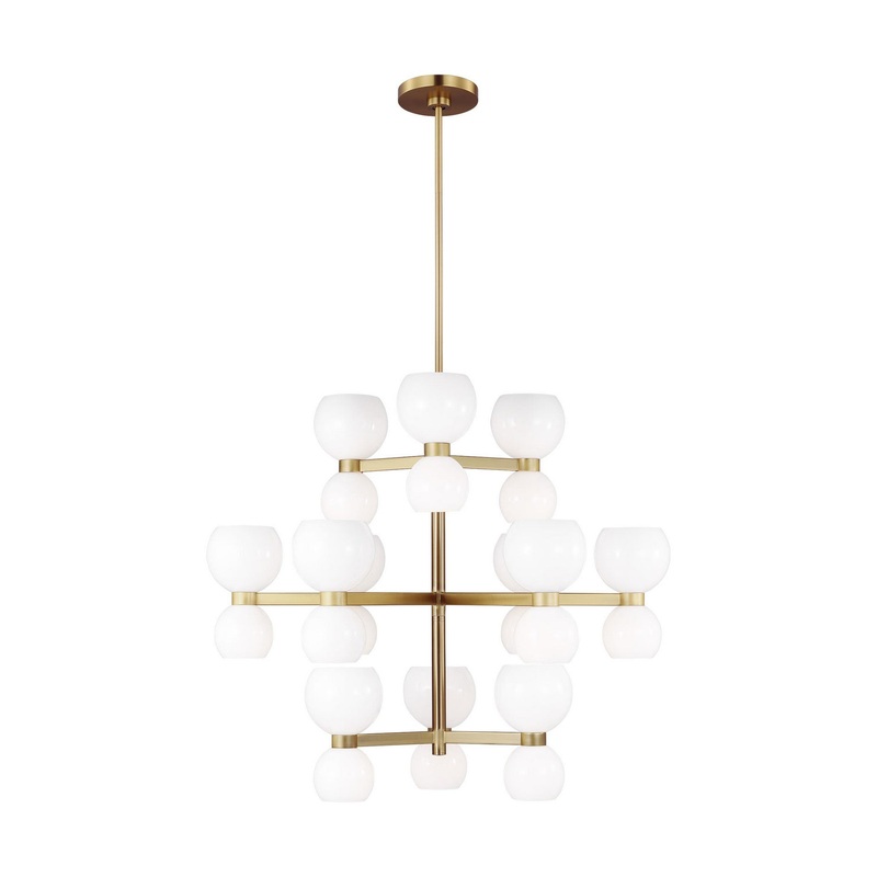 Visual Comfort Studio KSC10124BBSMG Londyn 24 Light Chandelier, Burnished Brass with Milk White Glass