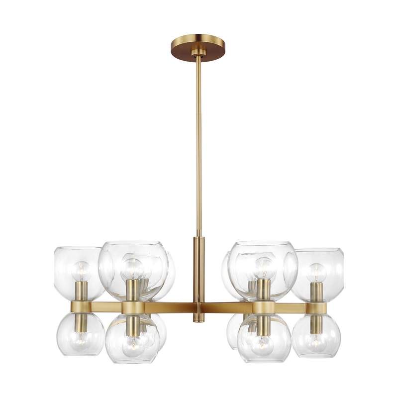 Visual Comfort Studio KSC10212BBSCG Londyn Six Light Chandelier, Burnished Brass with Clear Glass
