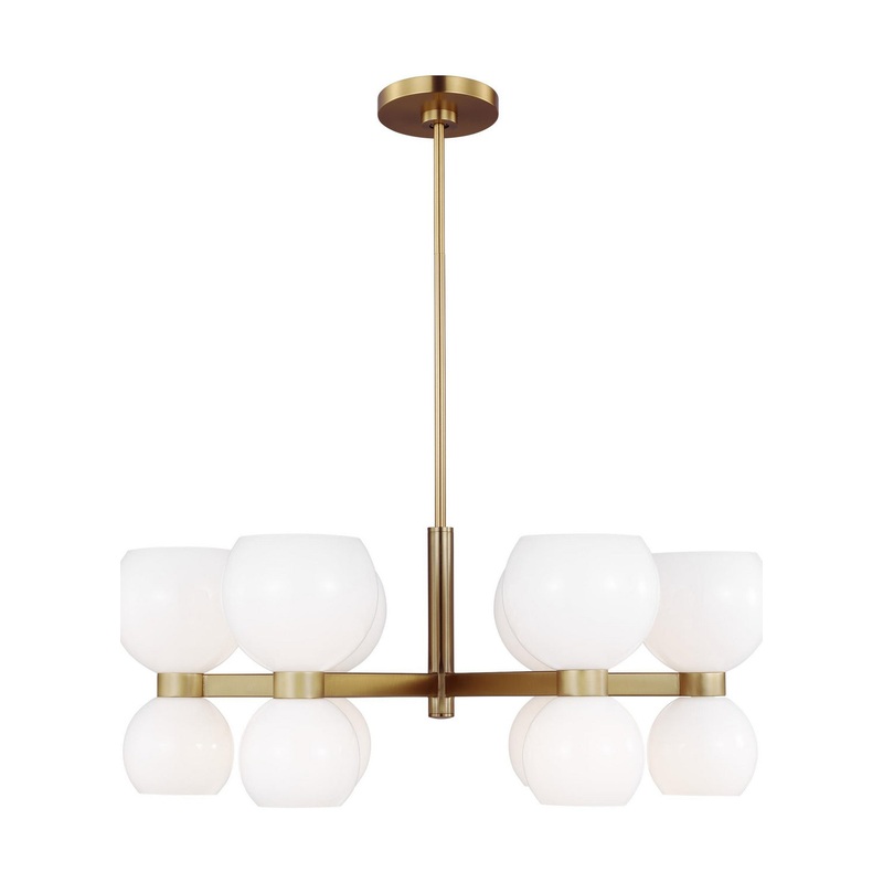 Visual Comfort Studio KSC10212BBSMG Londyn 12 Light Chandelier, Burnished Brass with Milk White Glass