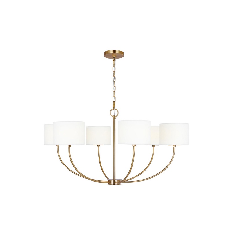 Visual Comfort Studio KSC1046BBS Sawyer Six Light Chandelier, Burnished Brass