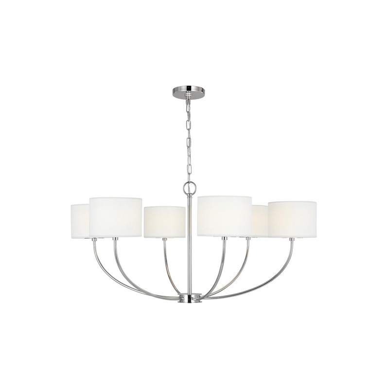 Visual Comfort Studio KSC1046PN Sawyer Six Light Chandelier, Polished Nickel
