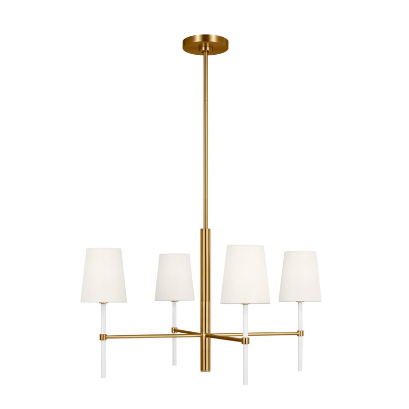 Visual Comfort Studio KSC1074BBSGW Monroe Four Light Chandelier, Burnished Brass