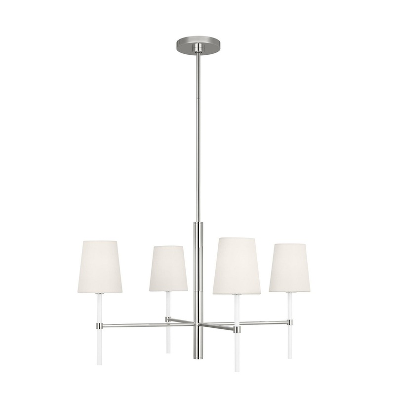 Visual Comfort Studio KSC1074PNGW Monroe Four Light Chandelier, Polished Nickel