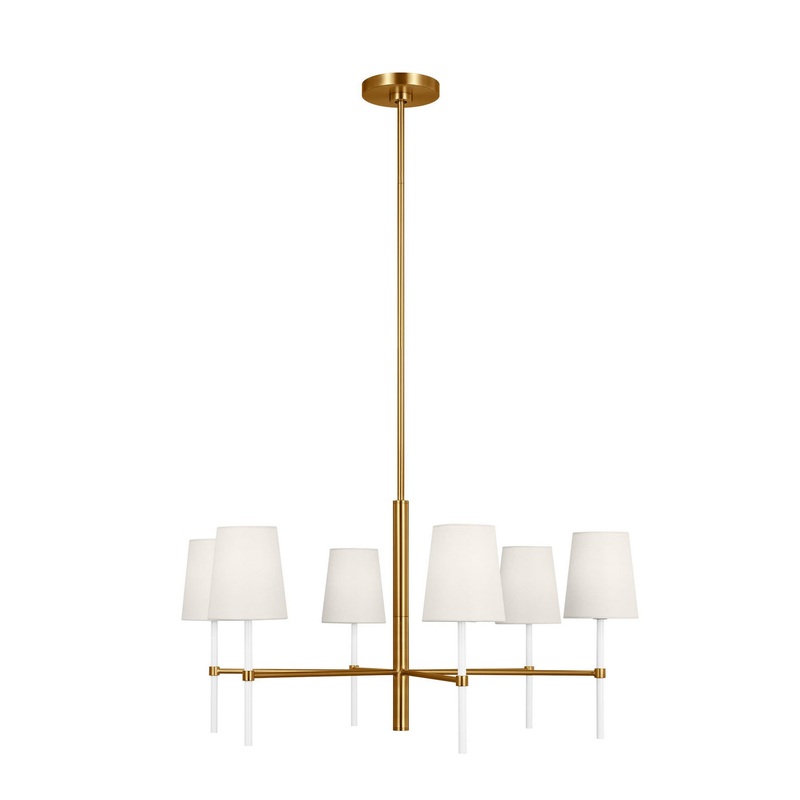 Visual Comfort Studio KSC1086BBSGW Monroe Six Light Chandelier, Burnished Brass