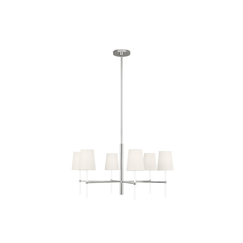 Visual Comfort Studio KSC1086PNGW Monroe Six Light Chandelier, Polished Nickel