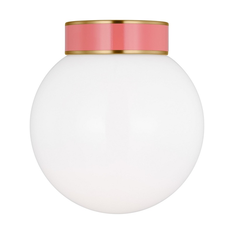 Visual Comfort Studio KSF1051BBSCRL Monroe One Light Flush Mount, Burnished Brass