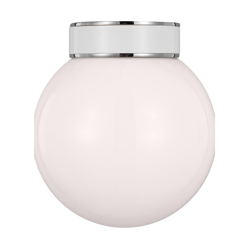 Visual Comfort Studio KSF1051PNGW Monroe One Light Flush Mount, Polished Nickel